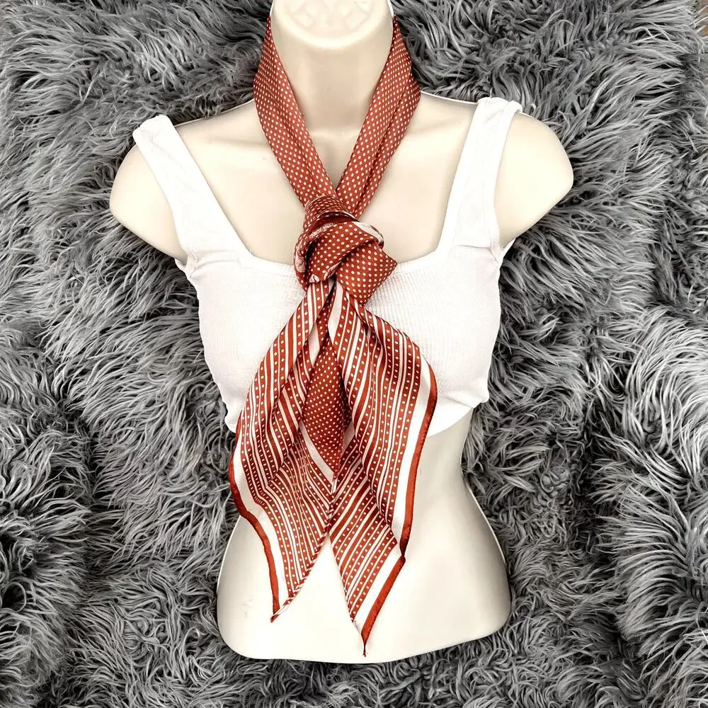 Vintage Classic Baar & Beards Inc 100% Silk Tie Scarf Retro Polka Dots Apples